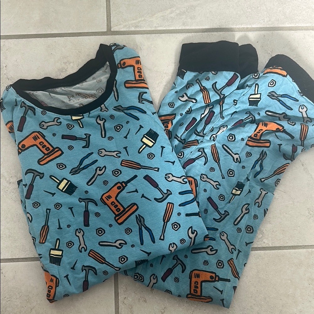 Little Sleepies Blue Tool Print Pajama Set